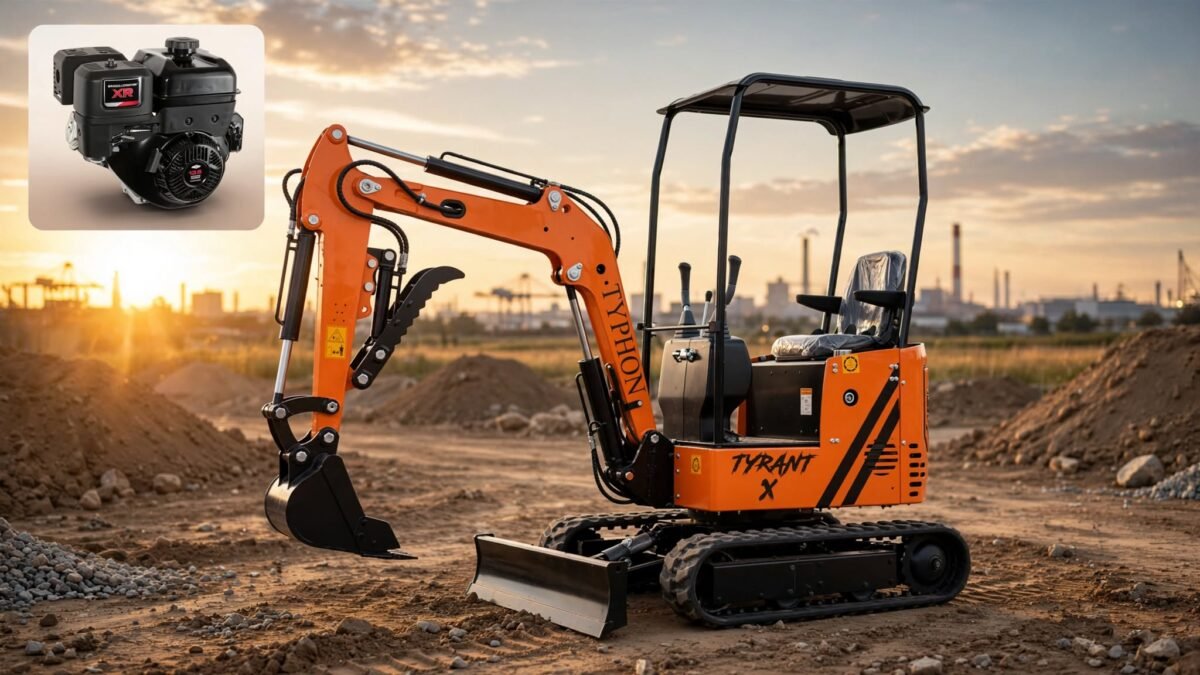 Typhon Tyrant X: Best 1 Ton Mini Excavator – 13.5HP Briggs & Stratton Engine & Hydraulic Thumb Clip